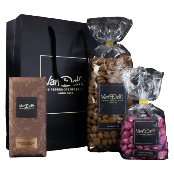 Cadeauset met reep, kruidnoten (500gr) en kwark kers