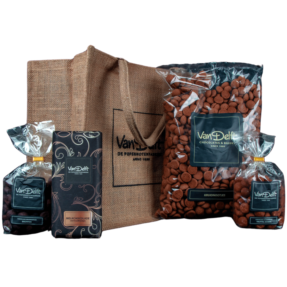 featured image Cadeauset met kruidnoten (1kg), reep, brownie en truffel kaneel
