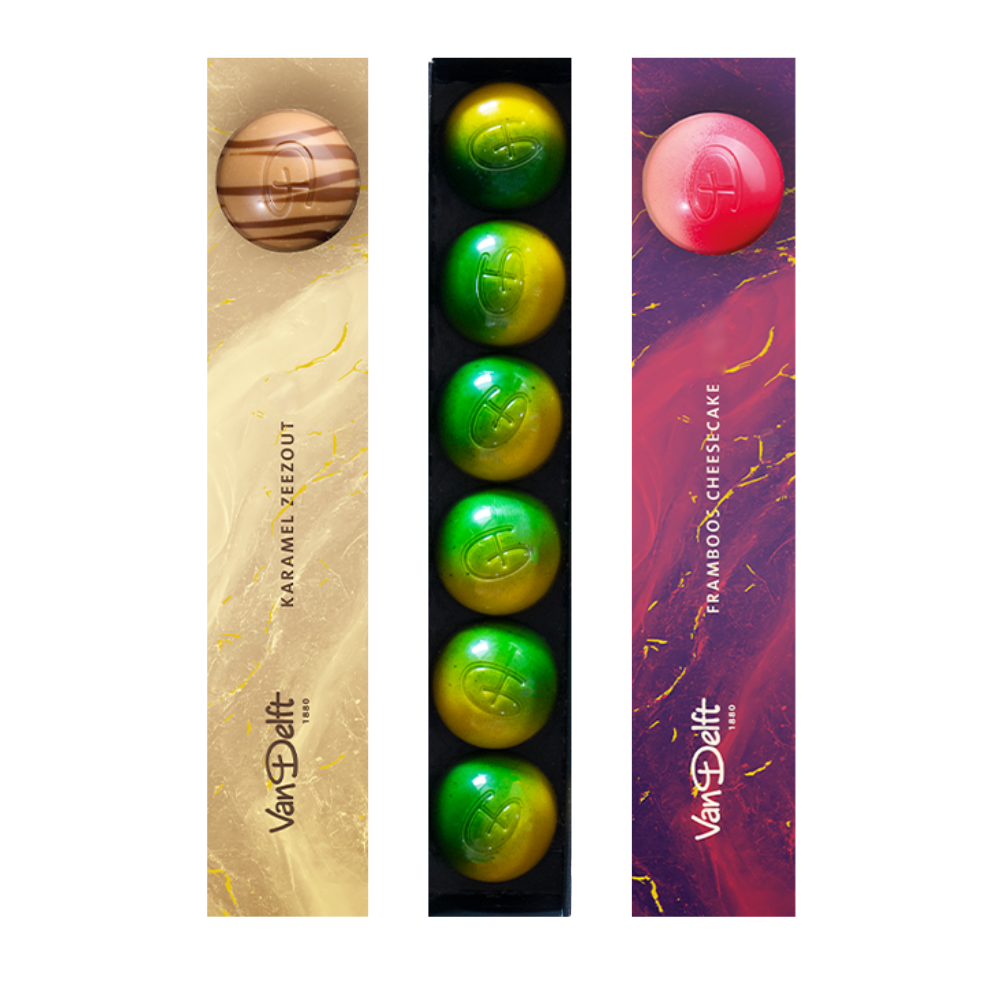featured image Triple Pack Bonbons, Karamel zeezout, Framboos Cheesecake en Limoncello